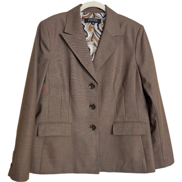Kasper Women 2-Piece Brown Pant Blazer Suit Size 16 Business Career Professional - Picture 2 of 16